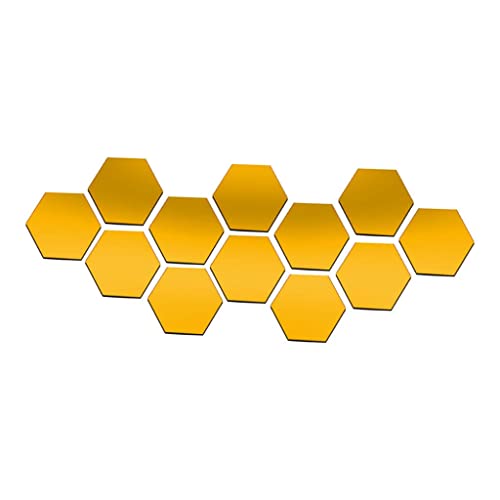 ATORSE® 12X 3D Hexagon Wall Stickers Mirror Acrylic DIY Home Decor Gold 70X40Mm