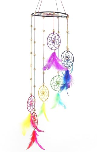 UVID Art and Craft Supplies Feather Windchime (21 inch, Multicolor)