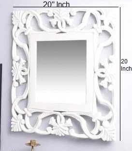 VAS Collection Home MDF Mirror Frame Fro Wall Decor,Bedroom,Living Room,Bathroom & Hallway,20"x20"(White)