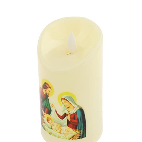 ATORSE® Electronic Candle Flameless Pillar Light Decoration Saint Family