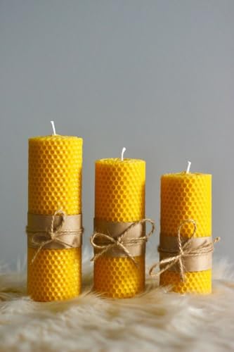 Bees Wax Pillar Candles Pack of 3