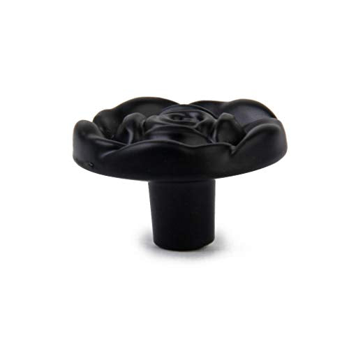 EN-VOLANT Black Round Rose Cabinet Drawer Bin Door Furniture Knob Handle Pull Hardware