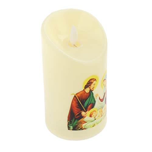 ATORSE® Electronic Candle Flameless Pillar Light Decoration Saint Family