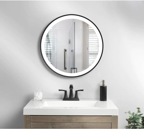 TINITALO Bathroom LED Mirror Home Mirror Wall Mirror with Touch Sensor, 3 Light Effects, Glass, Round LED-73 (36 x 36 Inch)