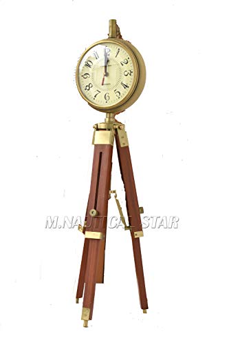 M.Nautical Star Brass Antique Table Clock Antique Handmade Tripod Clock