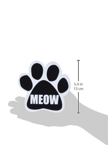 "Meow" Car Magnet with Unique Paw Shaped Design Measures 5.2 by 5.2 Inches Covered in UV Gloss for Weather Protection