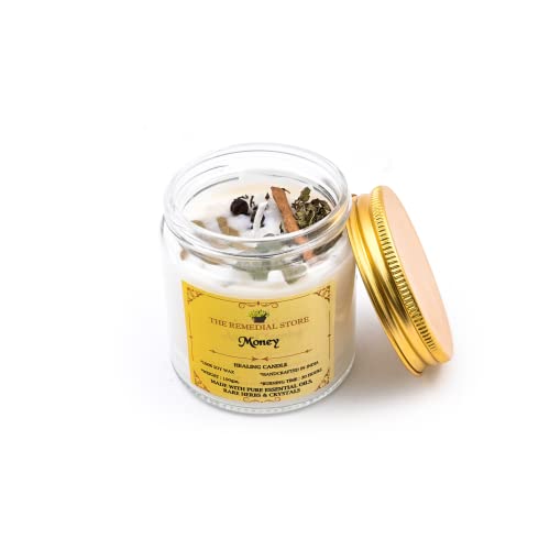 The Remedial Store Healing Ritual Money Candle | Luxury Fragrance | Therapy Candle | Glass Candle | Jar Candle | Soy Wax Candle | Smokeless Wax Candle | 30 Hours Burning Time (Money)