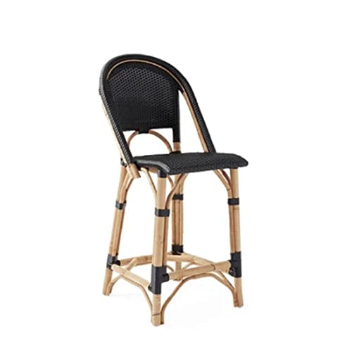 THE INSIDE PROJECT Synthetic Rattan Paris Bar Stool Black for Home Decor (Black)