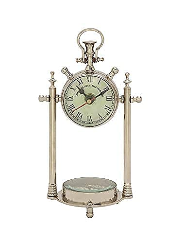 Home Decor Instrument Brass Table Clock with Compass