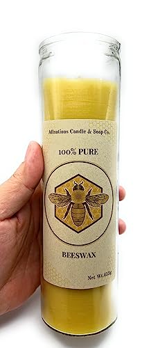 Allnations Candle Co., 100% Raw Beeswax Prayer Candle - Up to 90 hrs - Natural Honey Scent - Smokeless - Clean Burning (2 pcs)