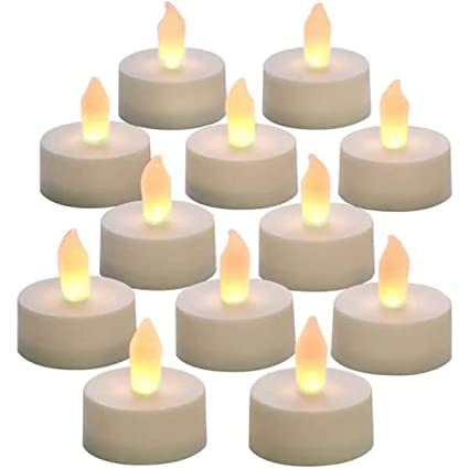 Deals ON DISCOUNT Flameless and Smokeless Decorative Melting Candles Led Tea Light Candle Perfect for Gifts, Home, Room, Birthday, Anniversary Decorative Candles, Yellow, 4 Cm (Pack of 12)