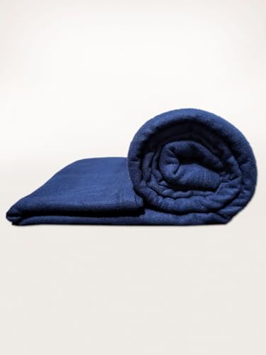 Bishwas Home Furnishing All Season Solid/Plain Lightweight Polar Fleece Double Bed AC Blanket (230 x 230 cm, Blue) (Navy Blue)