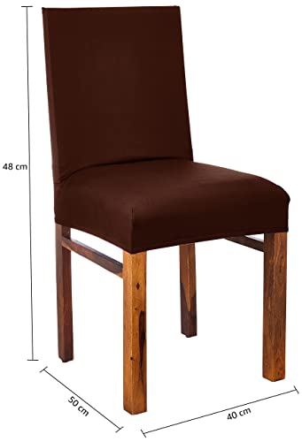 Amazon Brand - Solimo Polyester Spandex Stretchable Dining Chair Slipcover (Pack of 4, Brown)