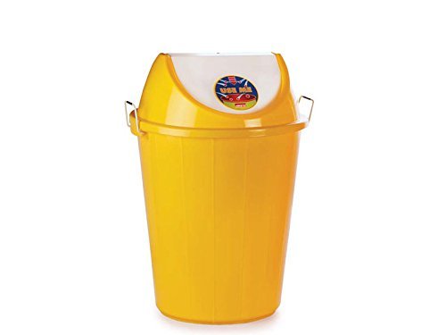 ARISTO Plastic Swing Lid Garbage Waste Dustbin 60 Ltr (Yellow), (47.5(D) X 69.5 Cm)