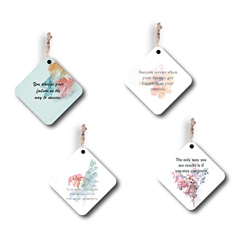 woopme® 4 PCs Success Quotes Printed Wall Hanging For Home Office Restaurant Hall Wall Decor (8 x 8 Inch)