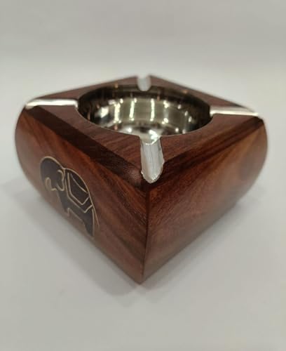 U.S Enterprises Handcraft Ashtray with One Drawer for Cigarette, Ashtray for Cigarette |Gift Items|Natural wood ashtray|Wooden smoking tray|Classic wooden ashtray