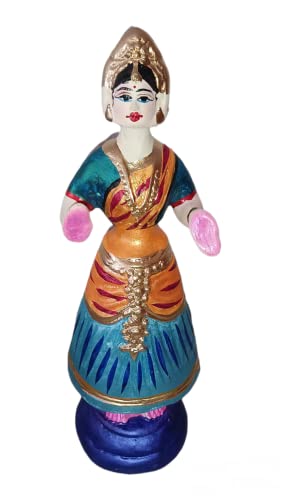 Sri Durga Creations Tanjore Dancing Doll/Golu Doll[Yellow, Blue, Yellow]