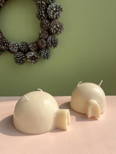 The Orby House - Festive Igloo Pillar Candle, Scented Soy Wax Candles (Champagne Dream/Hazelnut Coffee Delight), Made with Toxin Free & ecofriendly Materials (Hazelnut Coffee Delight)