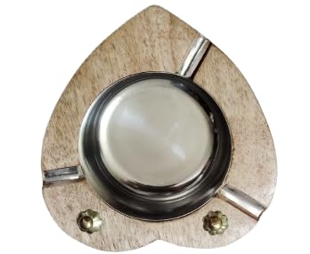 Wooden Heart-Shaped Ashtray with Stainless Steel Bowl, Decorative For Cigar and cigarette