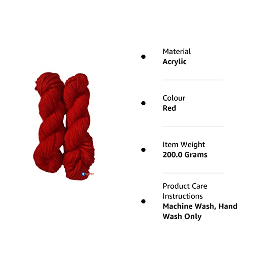 Ganga Motu Thick Chunky Wool Hand Knitting Yarn (Red) (Hanks-200gms)