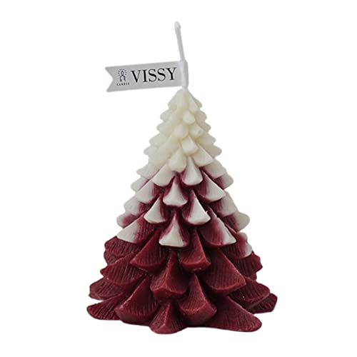 SAZ DEKOR Christmas Tree Wax Scented Candle Creative Curve Home Decor Prop White Red