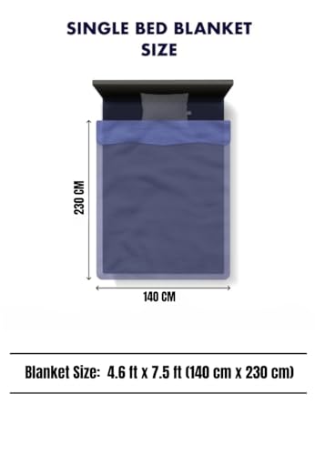 Petals Dreams 300 GSM Lightweight Polar Fleece Blanket/Throw for Winters, Travelling, Couch, Sofa (Navy Blue, Single)