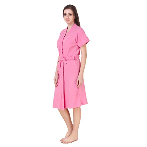 Bombshell Soft Terry Towel Cotton Plain Bathrobe for Women's -Free Size Light Pink