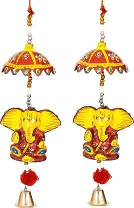 Balaji Trading Company Rajasthani Handicraft Hand Painted Wind Chimes, Windchime for Balcony for Positive Energy, Bell Hanging for Friend and Relative (Elephant, 1)