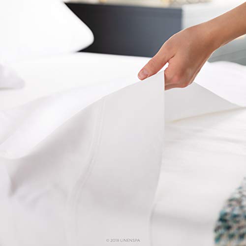 Full, White : LINENSPA 600 Thread Count Ultra Soft, Deep Pocket Cotton Blend Sheet Set - Full - White