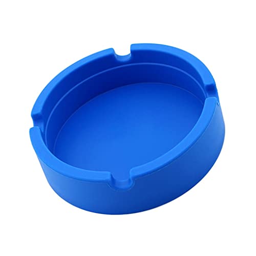 Round Silicone Ashtray Smoking Cigar Holder for Tabletop Office Blue