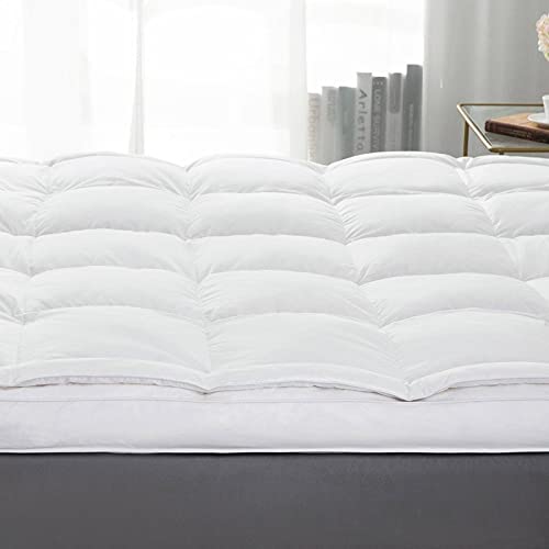 Dashing Fabrics Very Soft Goose Down and Feather Topper Mattress, 72x78 Inch, (White) with 2 feather Pillow 20x30