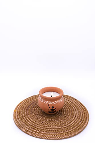 Aturabi Home Earthen Candle, Pot Shape, Dance Paint, Pack of 1, Lemongrass