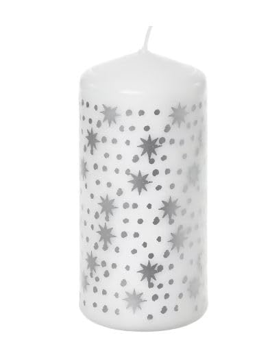 Uppfylld Vinterfint Unscented Pillar Candle, Silver-Colour, 14 cm (5 ½ ")