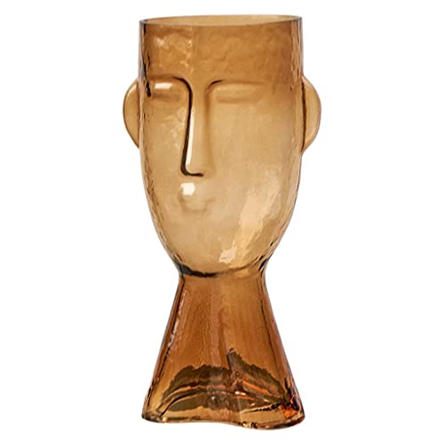 LOOM TREE® Glass Human Head Vase Plant Container Home Decorative Brown 16X13.5X32Cm | Home Decor | Vases