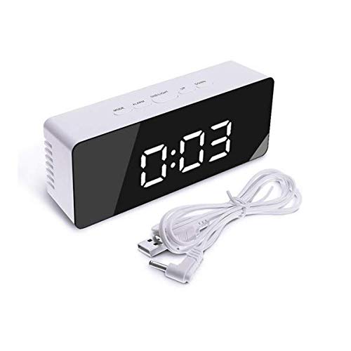 smile world Mirror Finish Digital Clock with Dual Power Option (White) (peck of 2) Combo Set