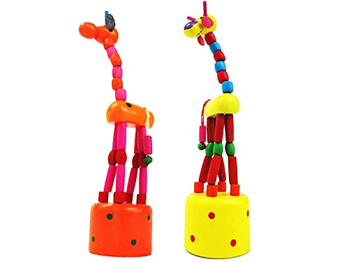 Eversky01 Handicraft Dancing Giraffe Wooden Toys for Kids (Multi Color) Set of 3
