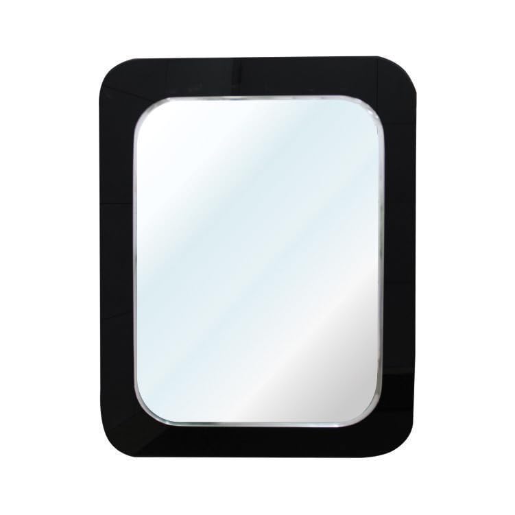 DONATO WALL MOUNTED BEVELLED MIRROR with LYCRA BLACK FRAME ALL SIDES CURVE | 18"x24" INCHES MIRROR for LIVING ROOM and WASH BASIN | (COLOUR-BLACK/SIZE-18 x24 INCH) (DGM-12)