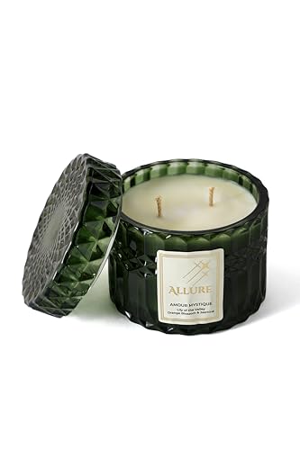 Allure Living Amour Mystique Lily of The Valley Orange Blossom & Jasmine Candles | 2 Wick Candle |Up to 30 Hours Burning Time | Natural Soy Wax | Aromatherapy Aesthetic Scented Candle |Pack of 4