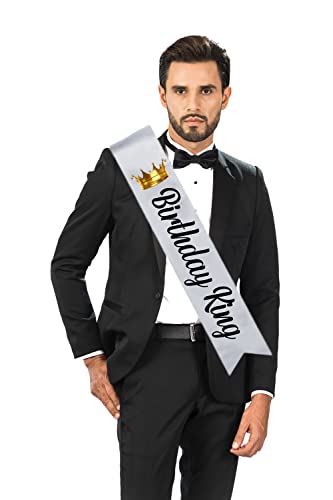 URBAN PENDU Birthday King Text Printed Sash (White) (4 * 72 INCHES) Gift for Friend (Birthday King)