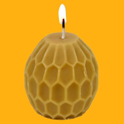 ANP BEE® 100% Pure Natural Hand Made Bees Wax Round Honey Comb Candles I Smokeless I Non Toxic & Tall Candles for Home Decor with 18 Hours Burn Time I 3.5 X 3.2 Inch Golden Yellow (Pack of 3)