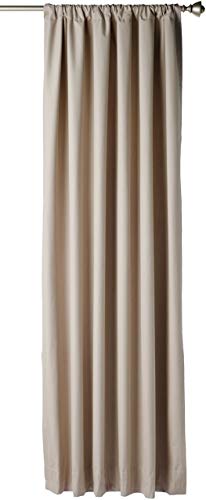 amazon basics Polyester Solid Room Darkening Blackout Curtain Set of 2 with Tie Backs - 245 GSM - (7 Feet - Door) 52' x 84', Taupe, Rod Pocket Curtains