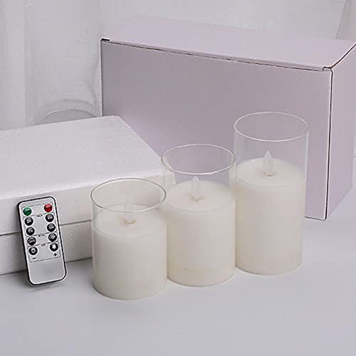 CALANDIS® 3 Pieces Flickering Flameless Candles for Centerpiece Home Party Clear | 3 Flameless Tea Lights