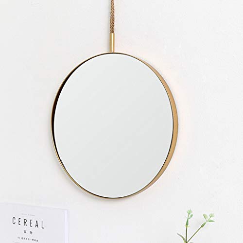 ATORSE® Wall Hanging Framed Mirror for Home Bathroom Round/Rhombus Round_S_Golden