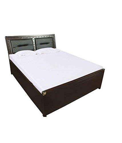 Royal Interiors Doubhead Metal Matte Finish Bed with Hydraulic Storage with Foam Mattress (King Size, Black)