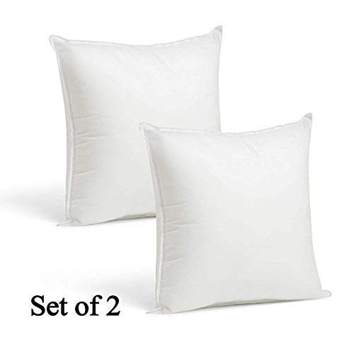 Livasto Unisex 100 GSM Premium Embossed Breathable Polycotton Microfiber Solid White Color Luxury Hotel Collections Super Soft & Fluffy Cushion (Set of 2) (24 x 24 Inch, X- Large)