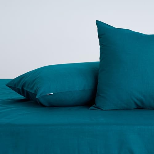 KITES CREATIONS 100% Pure Cotton BEDSHEET/BEDSPREAD/FLAT SHEET/Single size/UNI SLUB WEAVE / 1 Single size Bedsheet (60"X90") / 1 Pillow cover (27"X18") - TEAL GREEN