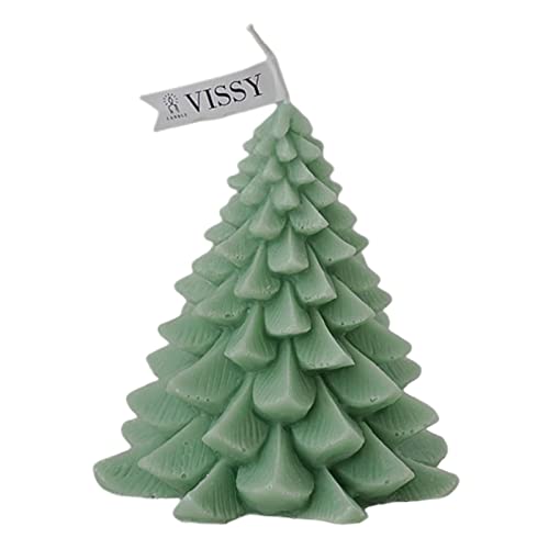 ATORSE® Christmas Tree Wax Scented Candle Creative Curve Home Decor Prop Light Green