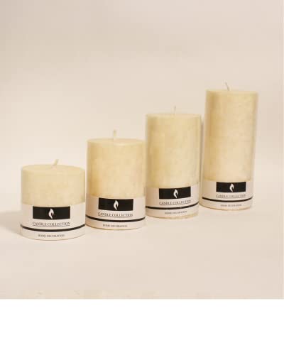 TbhStore Pillar Candle Vanilla | Set of 4 Candles | 21 Hours Burn time | Paraffin Wax Used | Ideal for Gifting & Home Decor!