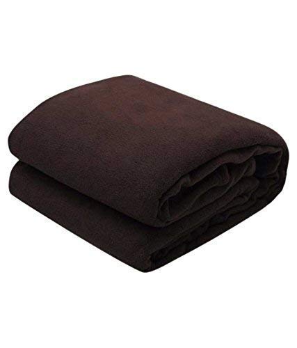 Cloud Mart Polar Fleece Thermal Soft Brush Fabric Single Bed Blanket Fallalin Dohar Ac Blanket/Quilt (Brown)