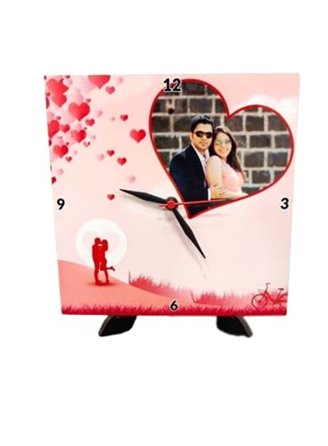 PrintStory Personalized Heart Theme Table Clock with 1 of Your Pictures Specially for Couples.…